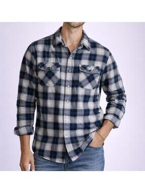 Converse One Star Plaid Button Down Flannel Shirt Blue Gray Men’s - Size L